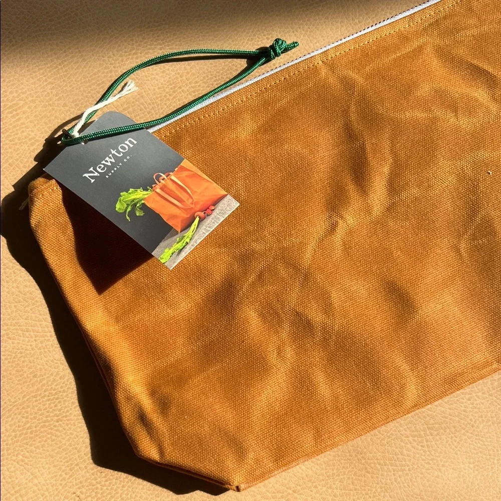Newton Waxed Canvas Pouch in Warm Brown - Picture 2 of 3
